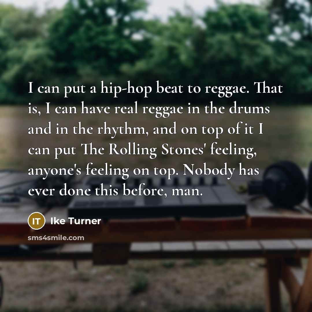 “I can put a hip-hop beat to reggae. That is,…” quote by Ike Turner
