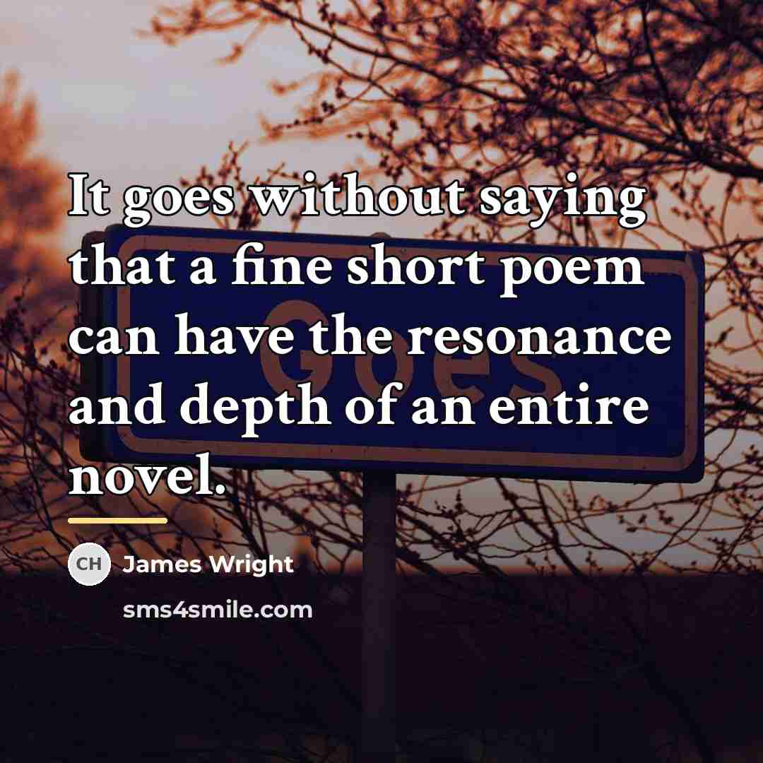 “It goes without saying that a fine short poem can…” quote by James Wright