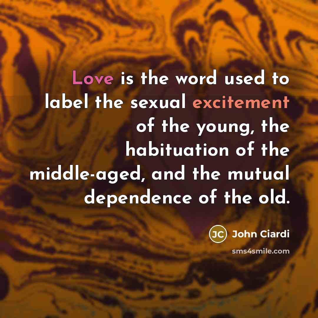 “Love is the word used to label the sexual excitement…” quote by John Ciardi