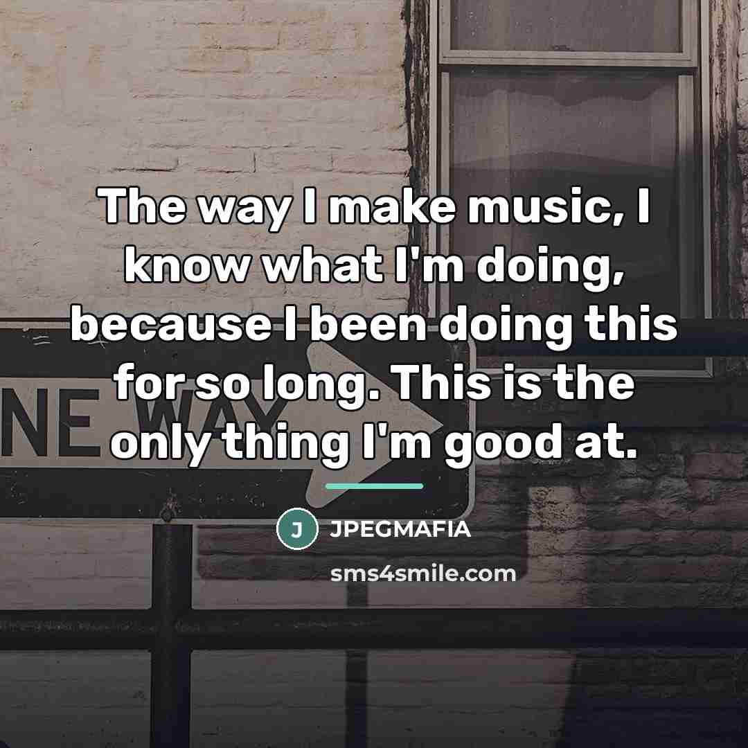 “The way I make music, I know what I'm doing,…” quote by JPEGMAFIA