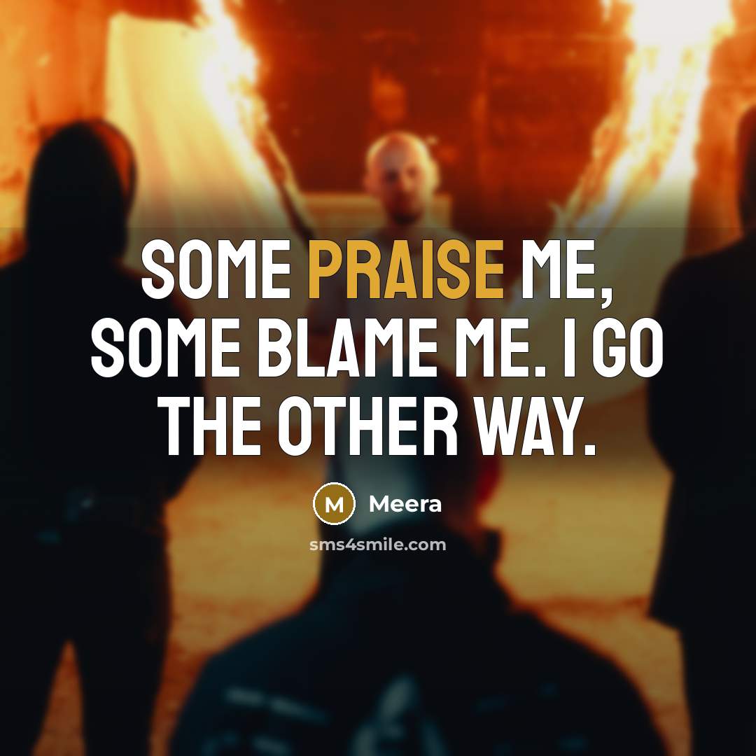 “Some praise me, some blame me. I go the other…” quote by Meera