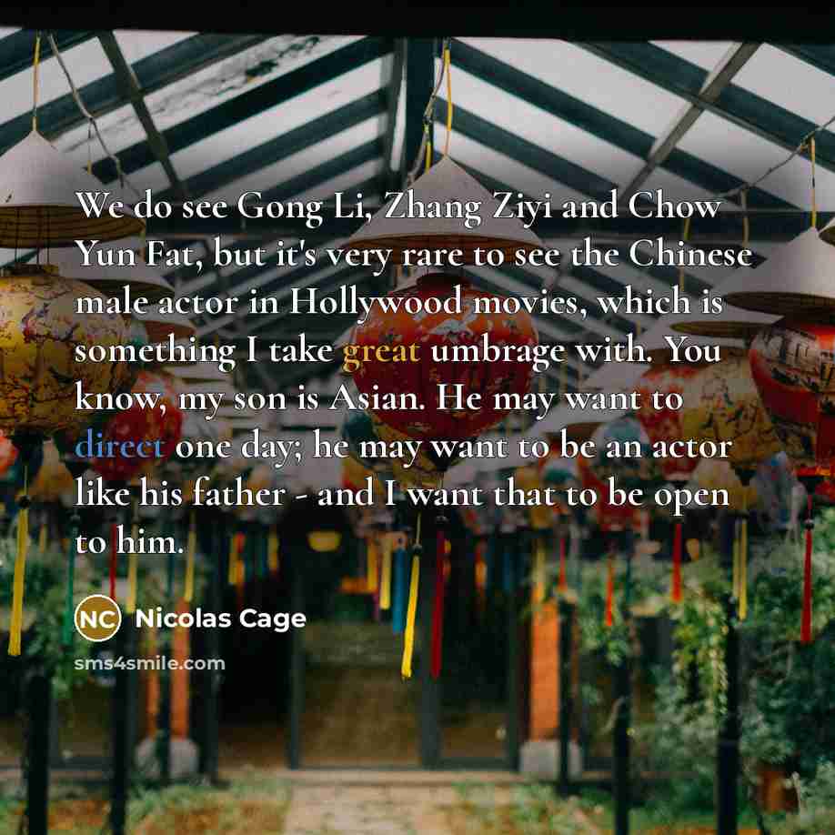 “We do see Gong Li, Zhang Ziyi and Chow Yun…” quote by Nicolas Cage