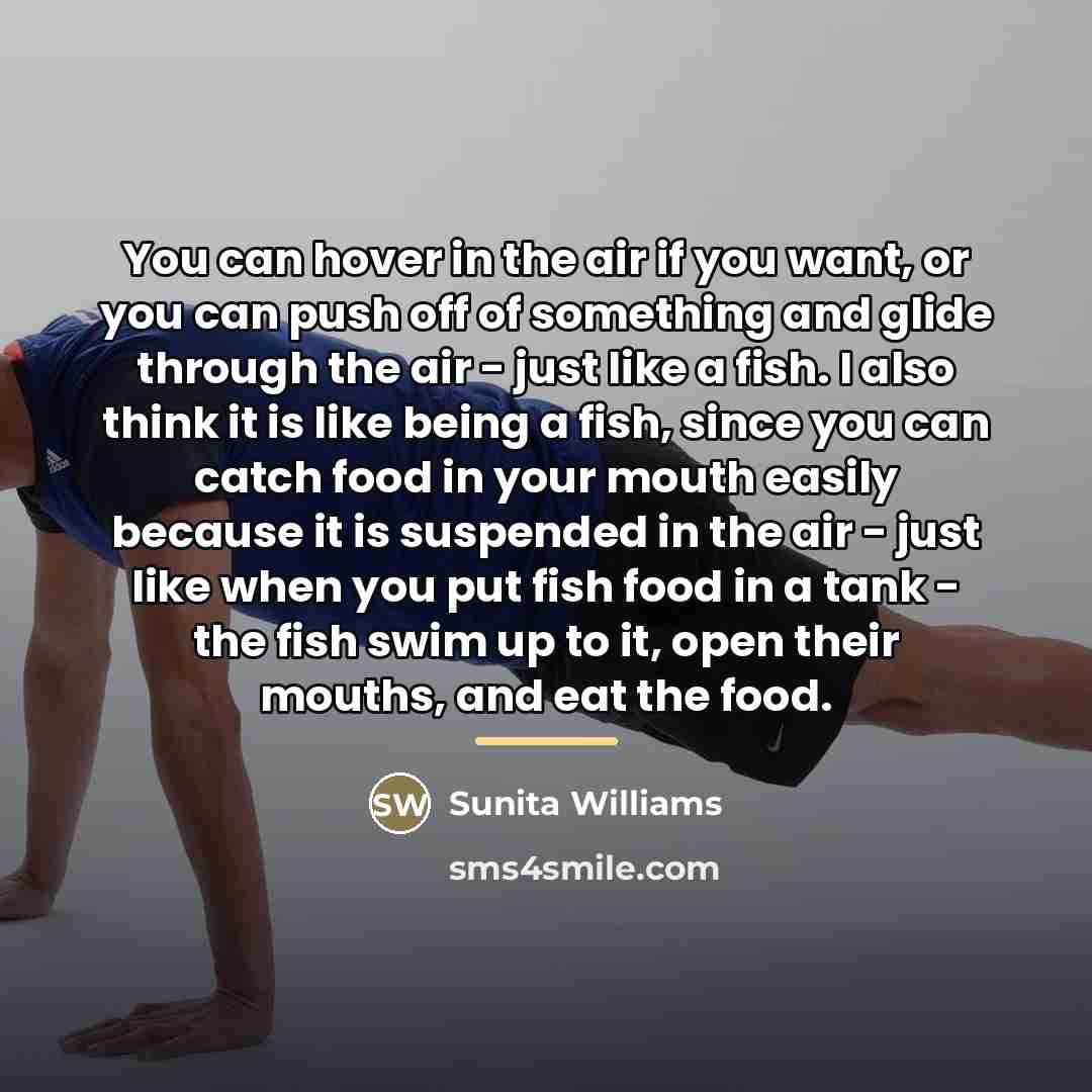 “You can hover in the air if you want, or…” quote by Sunita Williams