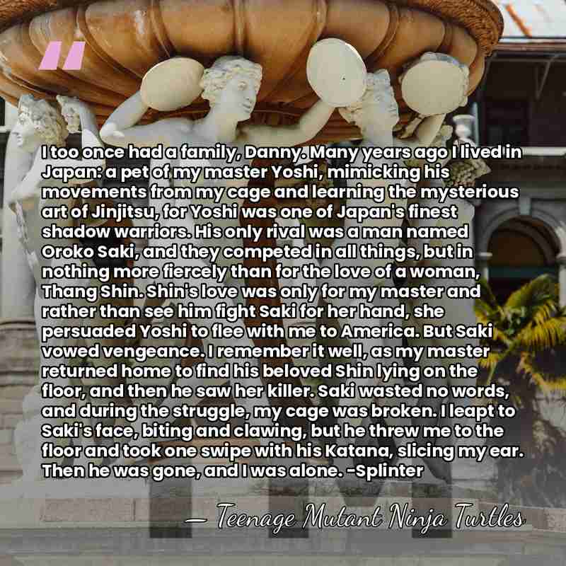 I too once had a family, Danny. Many years ago I lived&hellip; - Teenage Mutant Ninja Turtles