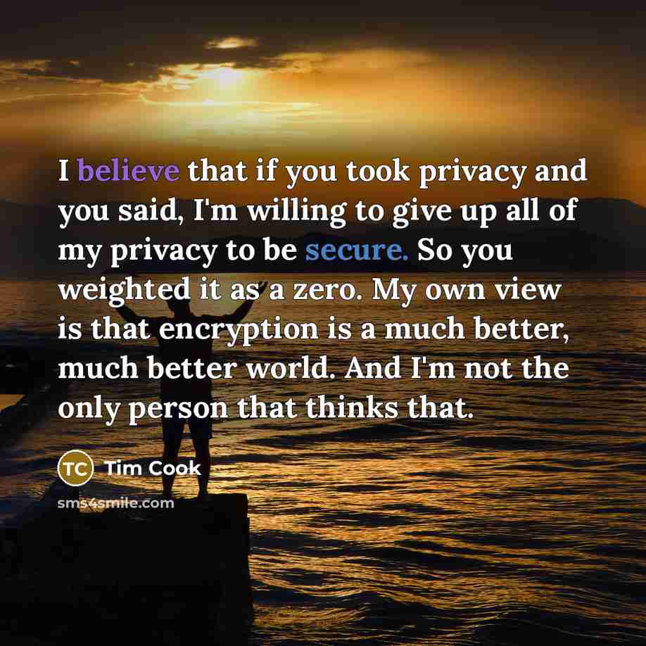“I believe that if you took privacy and you said,…” quote by Tim Cook