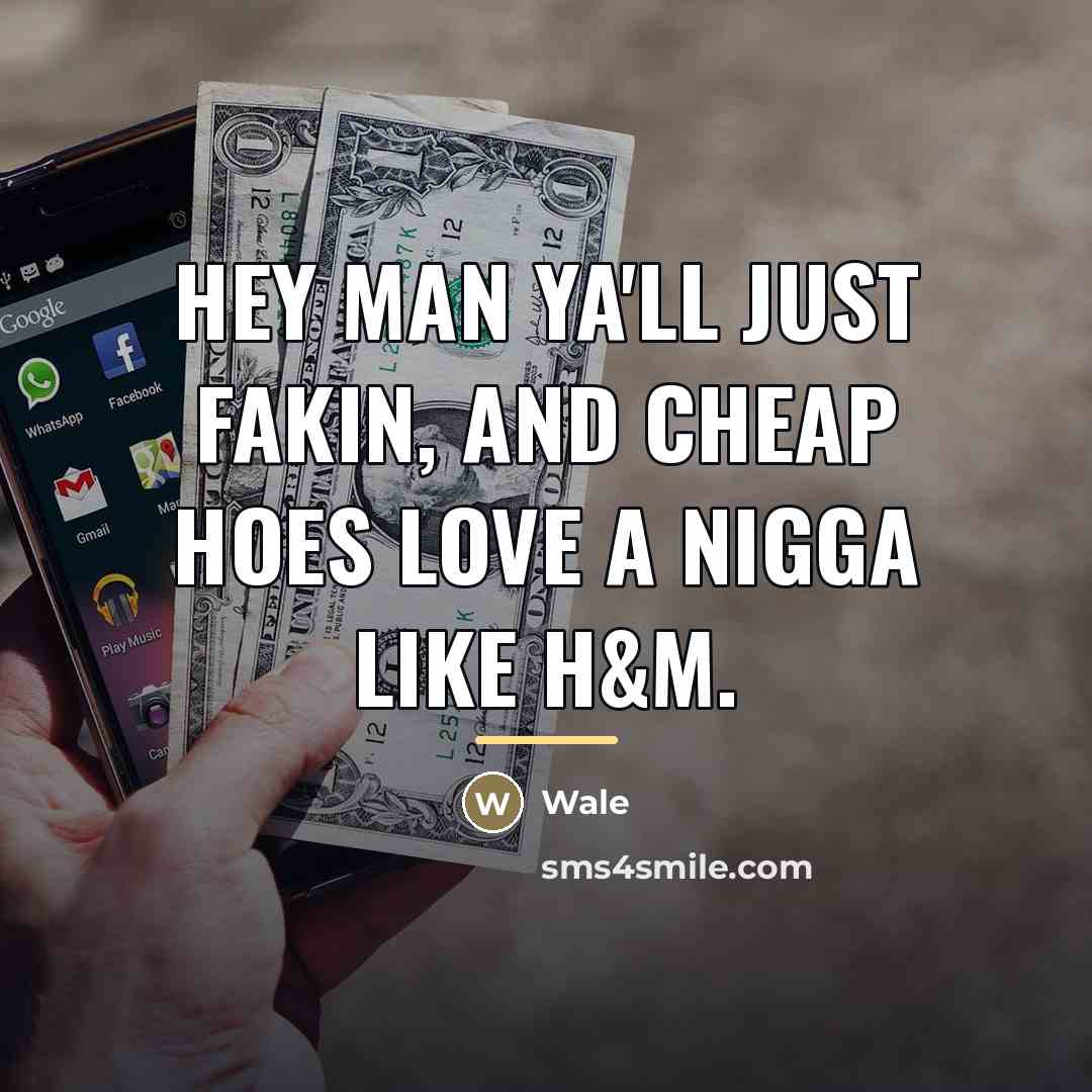 “Hey man ya'll just fakin, and cheap hoes love a…” quote by Wale