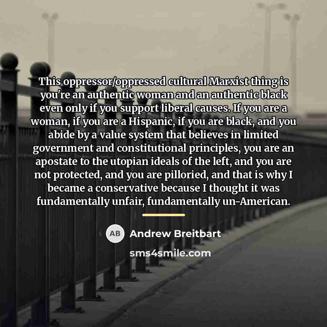 “This oppressor/oppressed cultural Marxist thing is you're an authentic woman…” quote by Andrew Breitbart