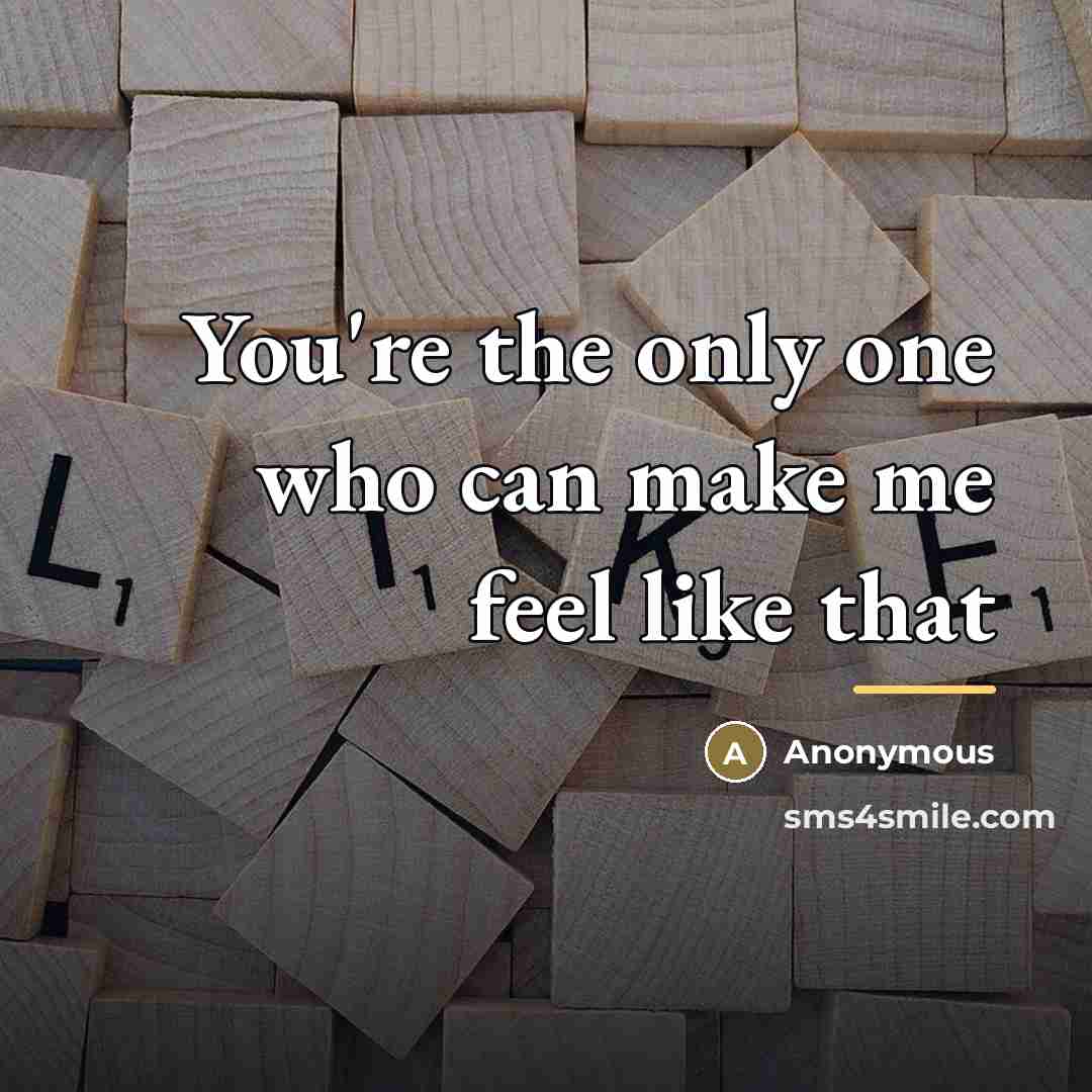 “You're the only one who can make me feel like…” quote by Anonymous