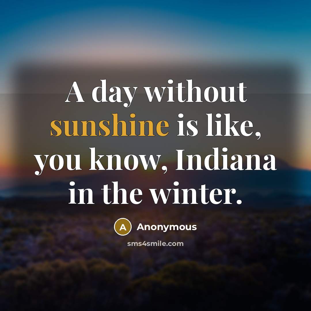“A day without sunshine is like, you know, Indiana in the winter.” quote by Anonymous
