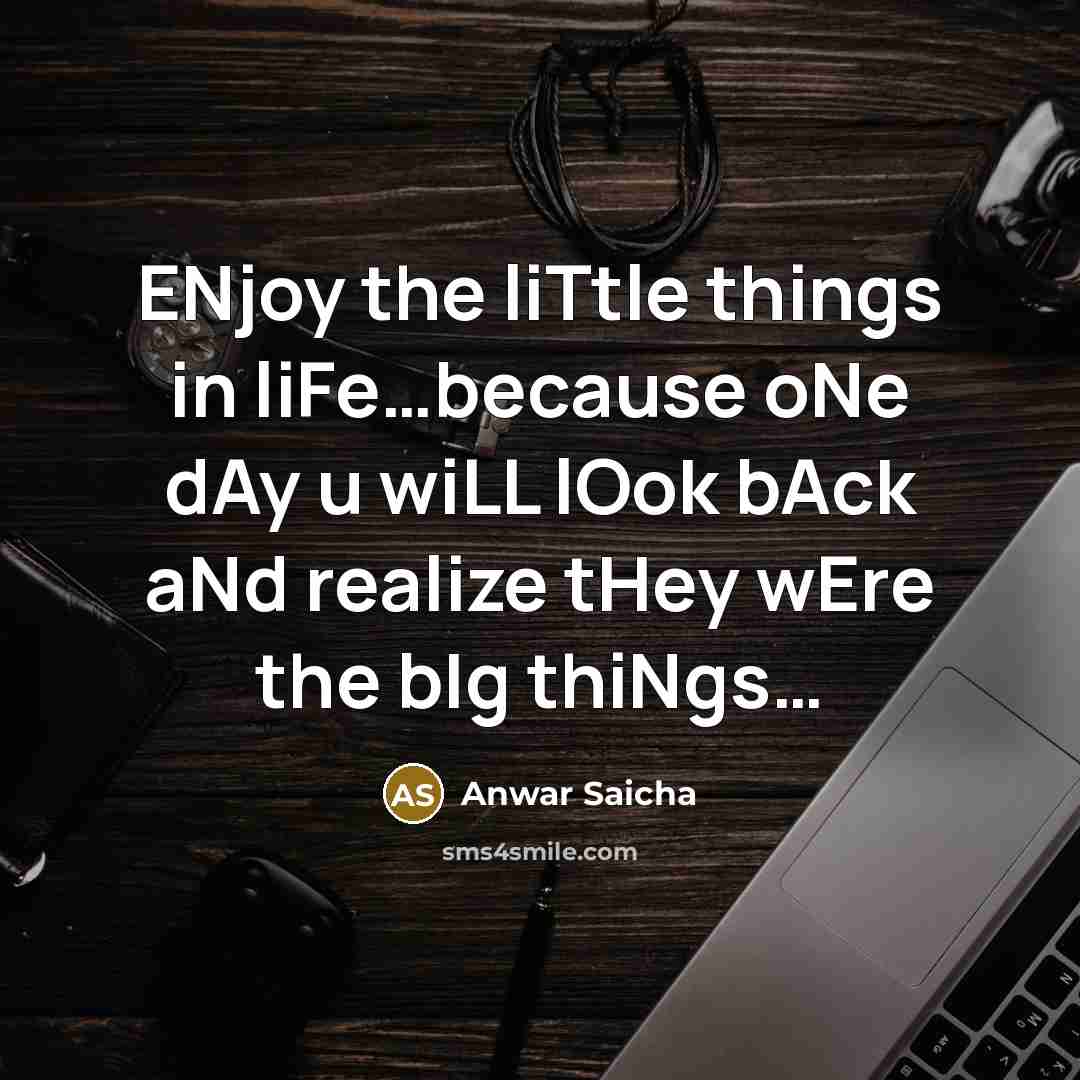 “ENjoy the liTtle things in liFe.......because oNe dAy u wiLL…” quote by Anwar Saicha