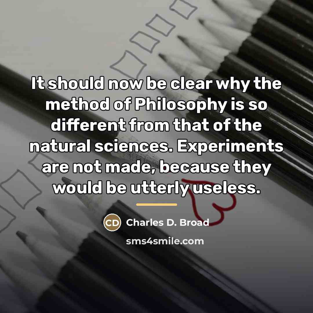“It should now be clear why the method of Philosophy…” quote by Charles D. Broad