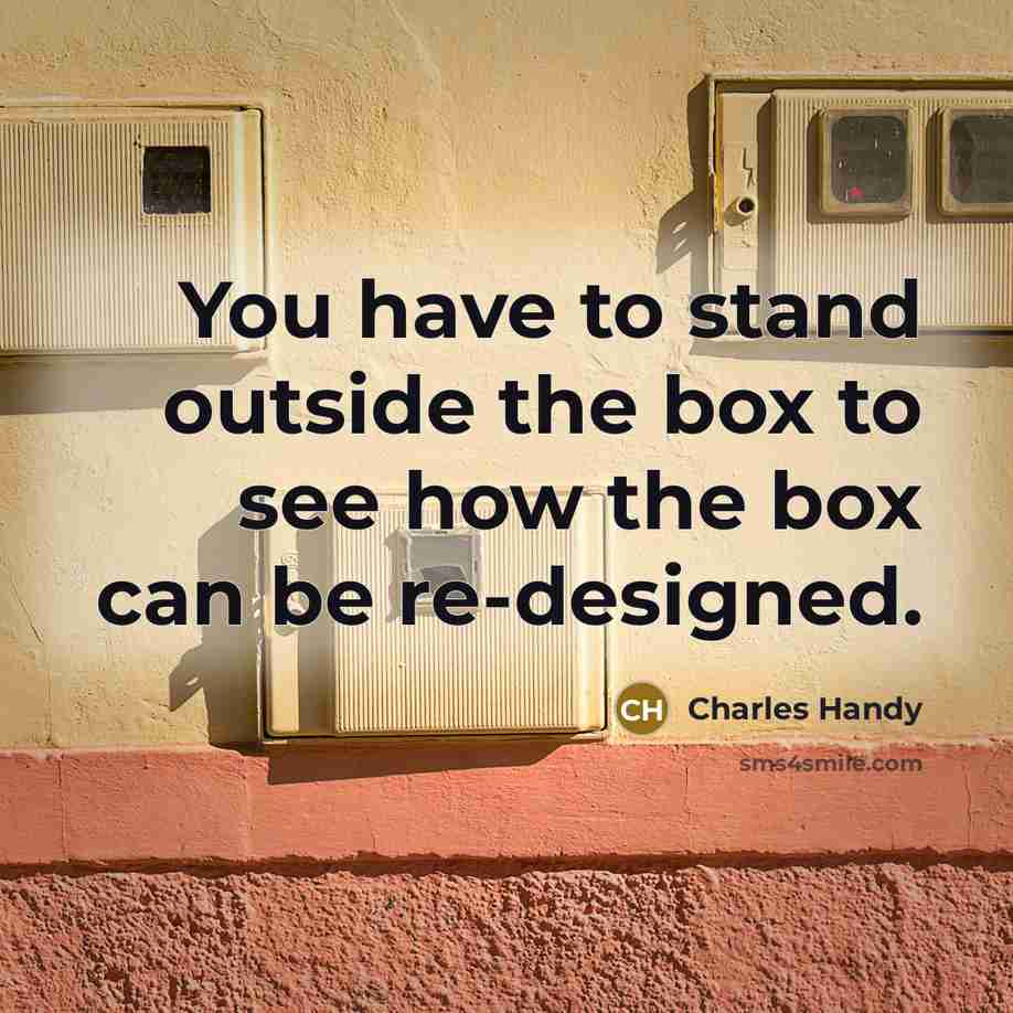 “You have to stand outside the box to see how…” quote by Charles Handy