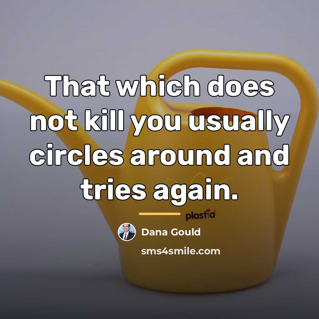 “That which does not kill you usually circles around and…” quote by Dana Gould