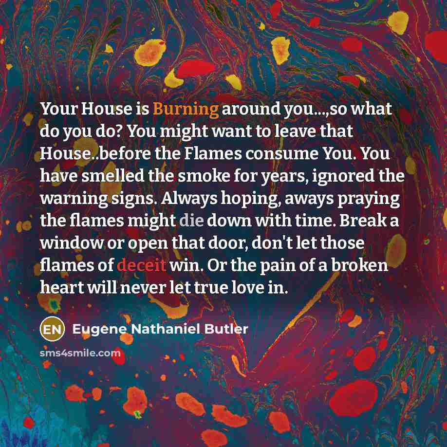 “Your House is Burning around you...,so what do you do?…” quote by Eugene Nathaniel Butler