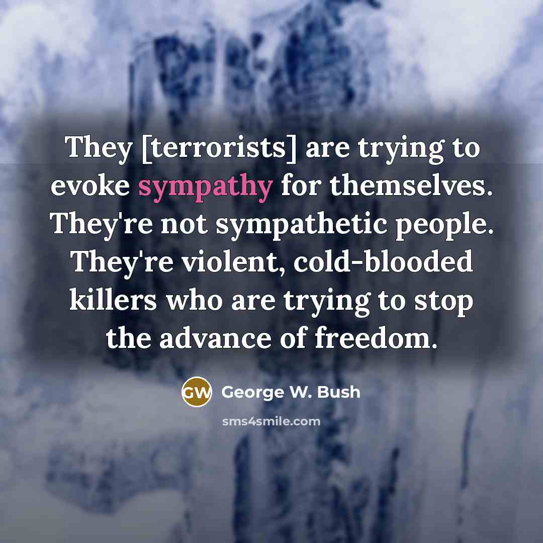 “They [terrorists] are trying to evoke sympathy for themselves. They're…” quote by George W. Bush