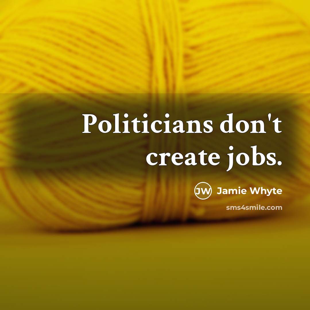 “Politicians don't create jobs.” quote by Jamie Whyte