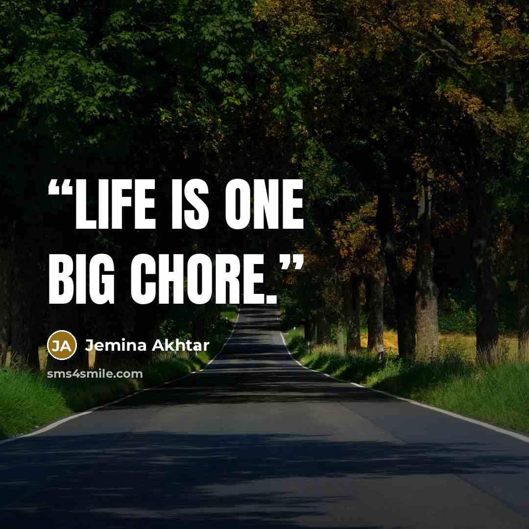 “Life is one big chore.” quote by Jemina Akhtar