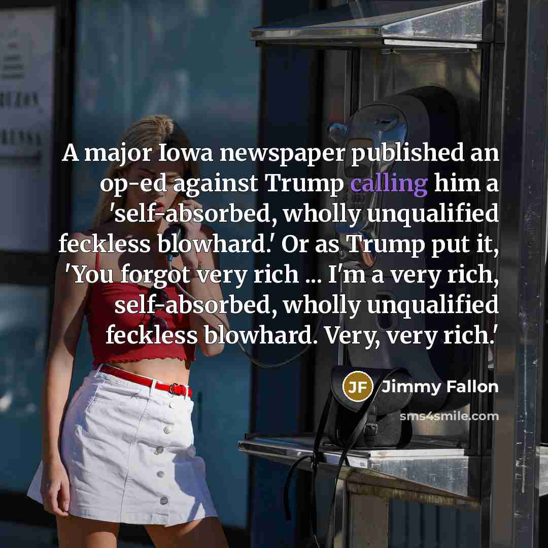 “A major Iowa newspaper published an op-ed against Trump calling…” quote by Jimmy Fallon