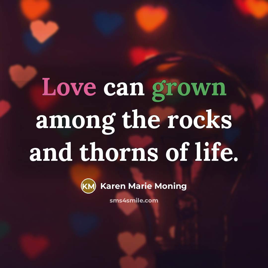 “Love can grown among the rocks and thorns of life.…” quote by Karen Marie Moning