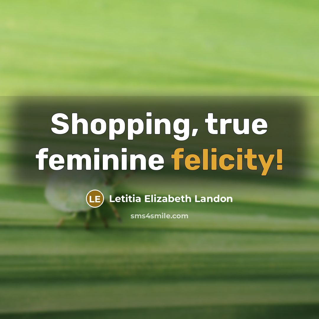 “Shopping, true feminine felicity!…” quote by Letitia Elizabeth Landon