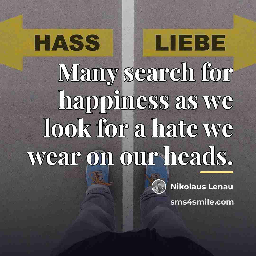 “Many search for happiness as we look for a hate…” quote by Anonymous