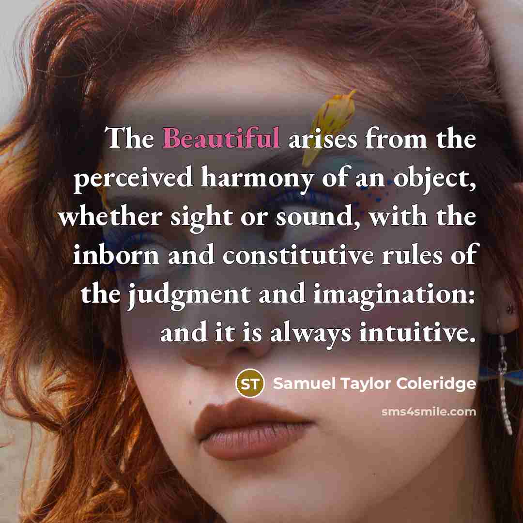“The Beautiful arises from the perceived harmony of an object,…” quote by Samuel Taylor Coleridge