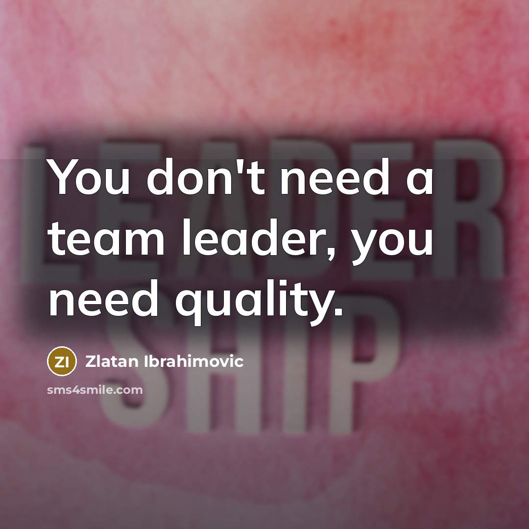 “You don't need a team leader, you need quality.…” quote by Zlatan Ibrahimovic