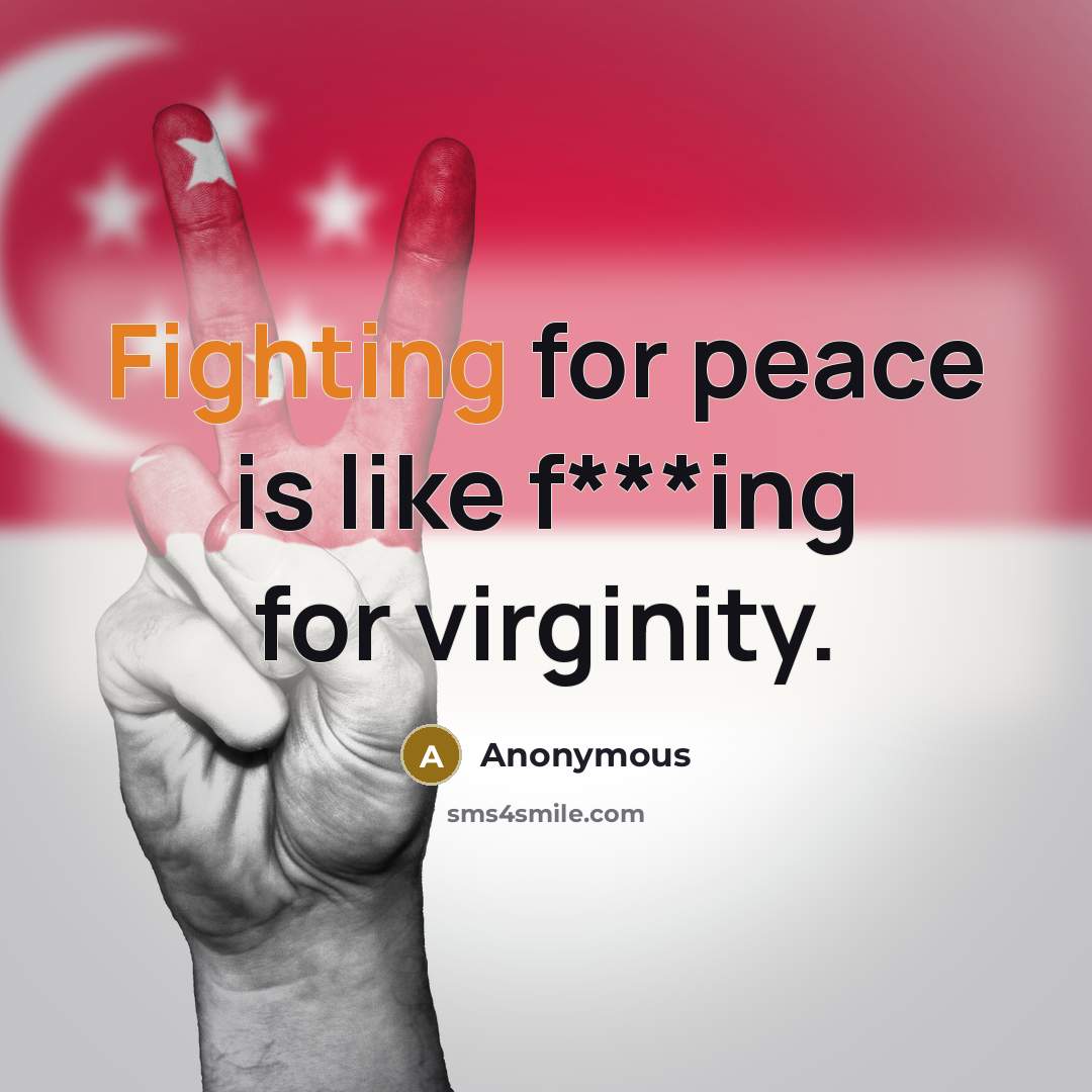 “Fighting for peace is like f***ing for virginity.…” quote by Anonymous