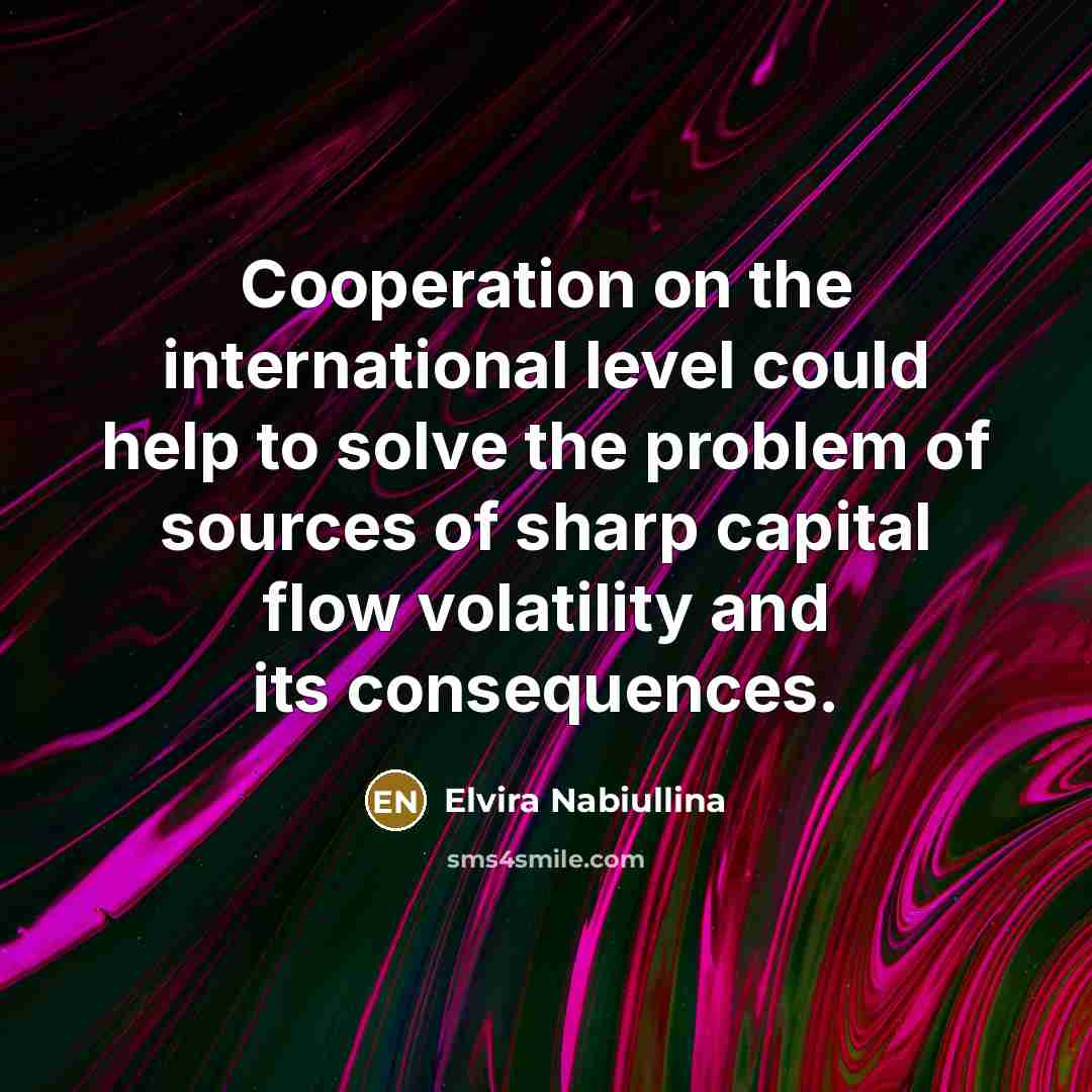 “Cooperation on the international level could help to solve the…” quote by Elvira Nabiullina