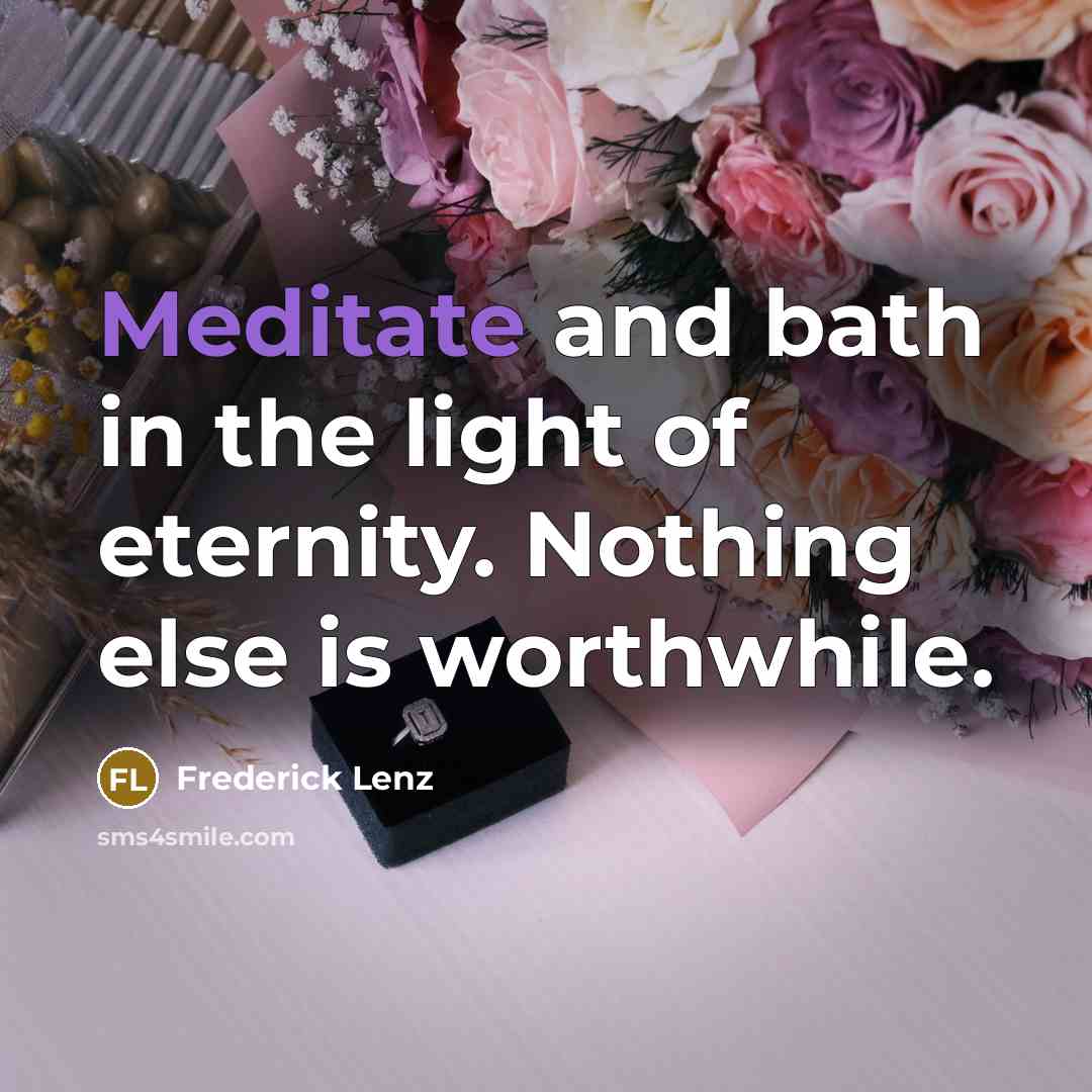 “Meditate and bath in the light of eternity. Nothing else…” quote by Frederick Lenz