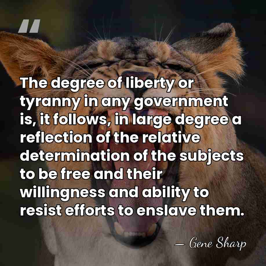 The degree of liberty or tyranny in any government is, it follows,&hellip; - Gene Sharp