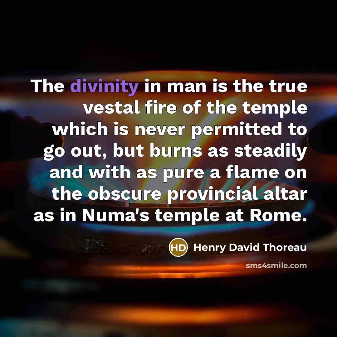“The divinity in man is the true vestal fire of…” quote by Henry David Thoreau