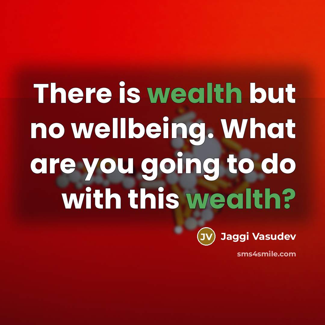 “There is wealth but no wellbeing. What are you going…” quote by Jaggi Vasudev