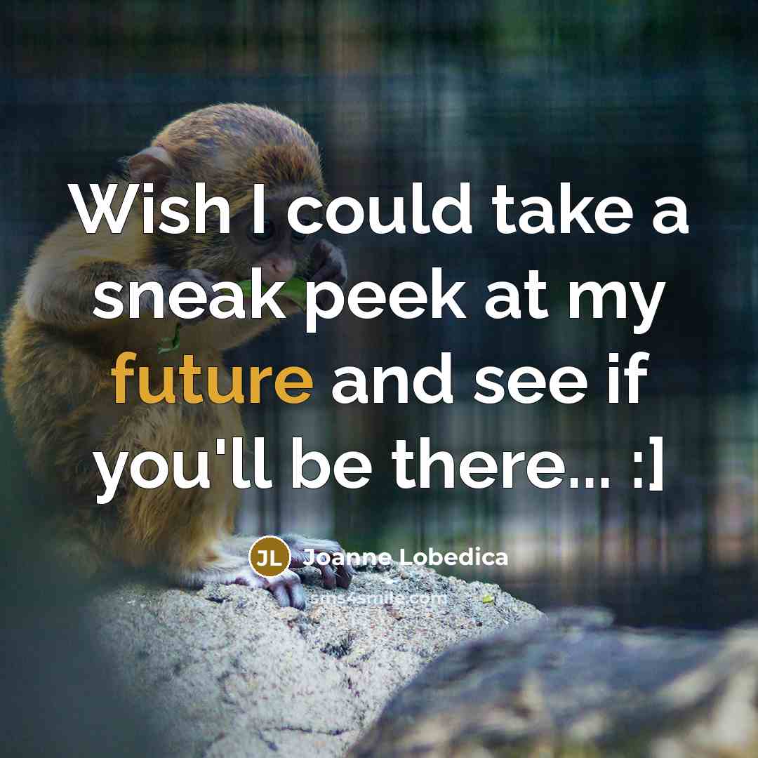 “Wish I could take a sneak peek at my future…” quote by Joanne Lobedica
