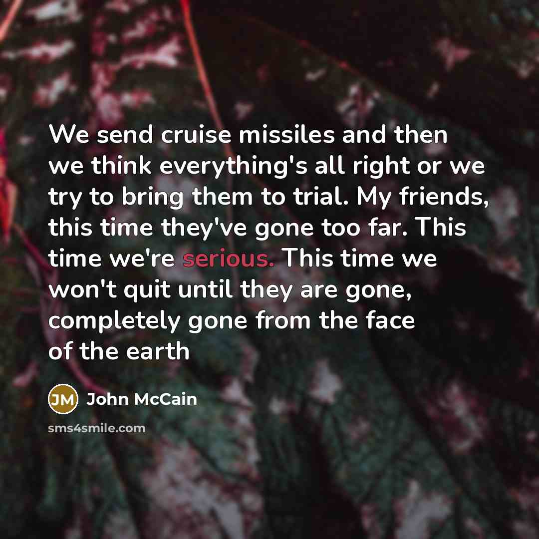 “We send cruise missiles and then we think everything's all…” quote by John McCain
