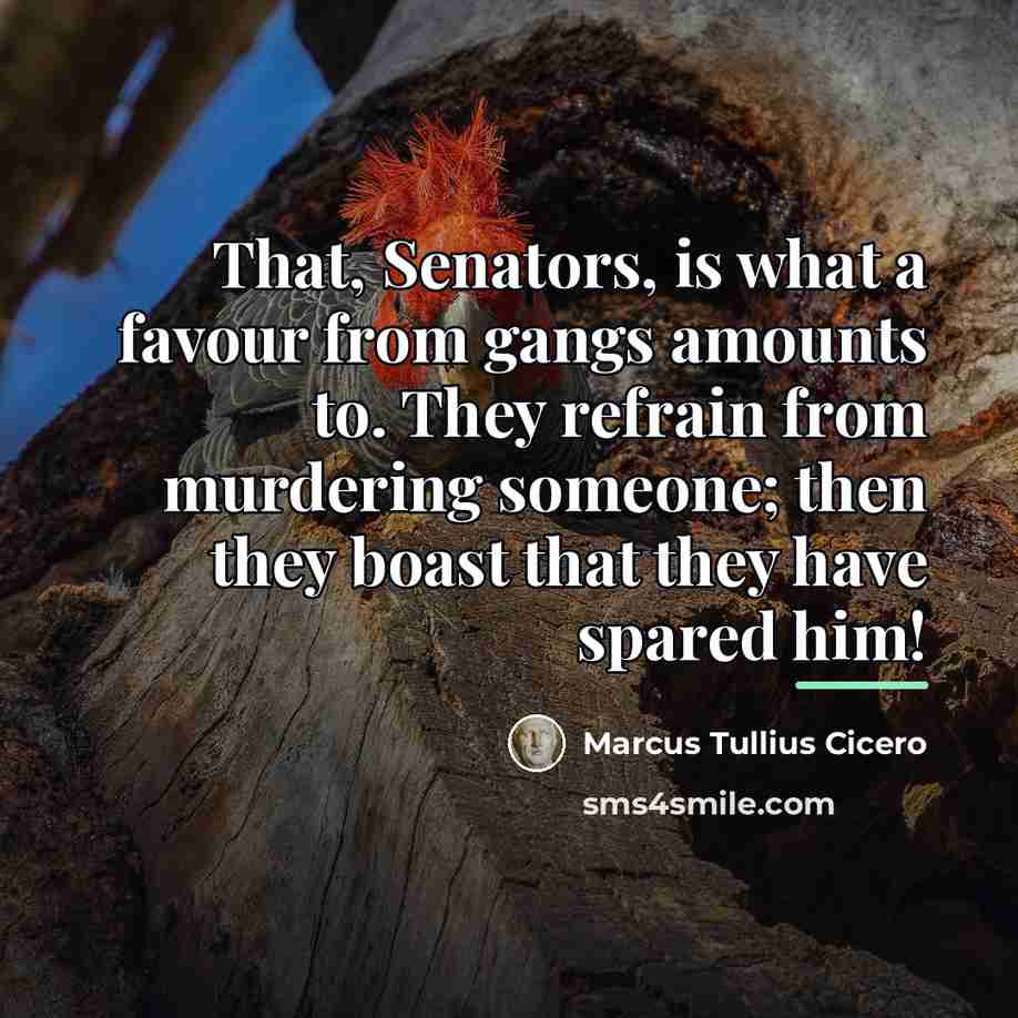 “That, Senators, is what a favour from gangs amounts to.…” quote by Marcus Tullius Cicero