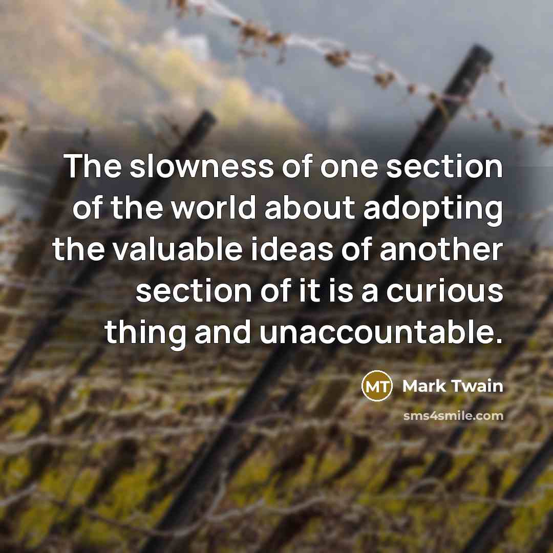 “The slowness of one section of the world about adopting…” quote by Mark Twain