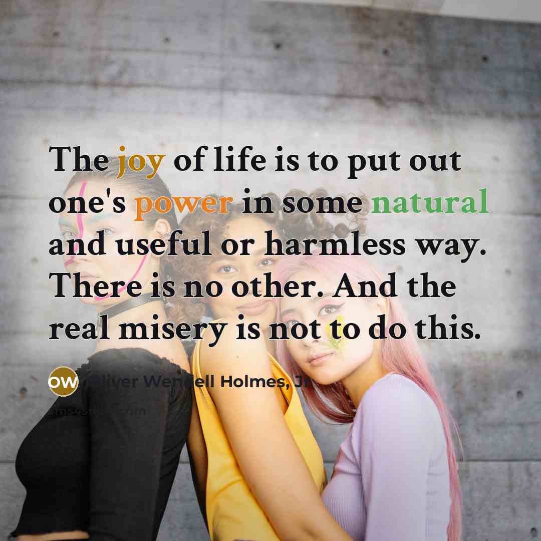 “The joy of life is to put out one's power…” quote by Oliver Wendell Holmes, Jr