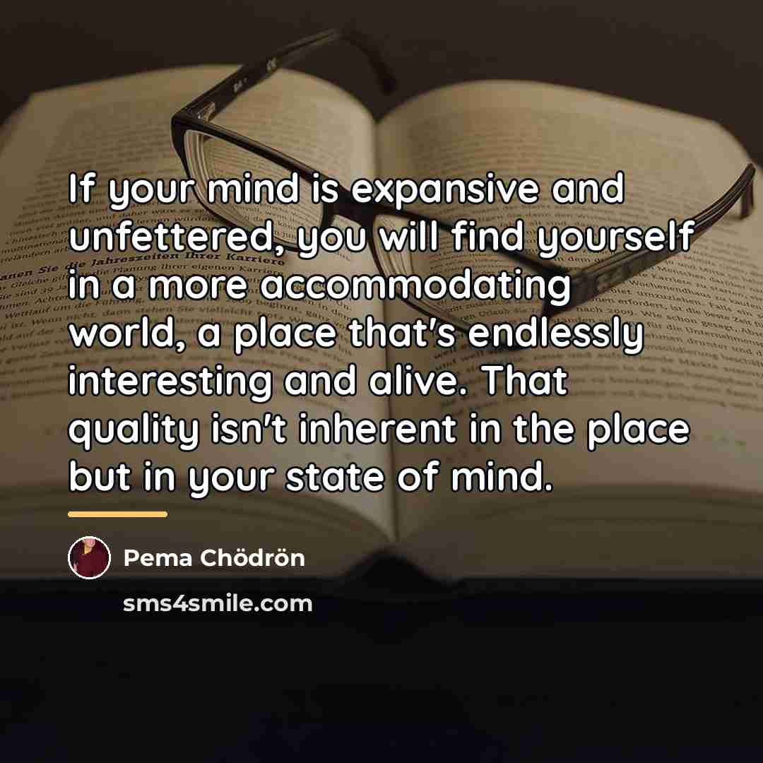 “If your mind is expansive and unfettered, you will find…” quote by Pema Chodron