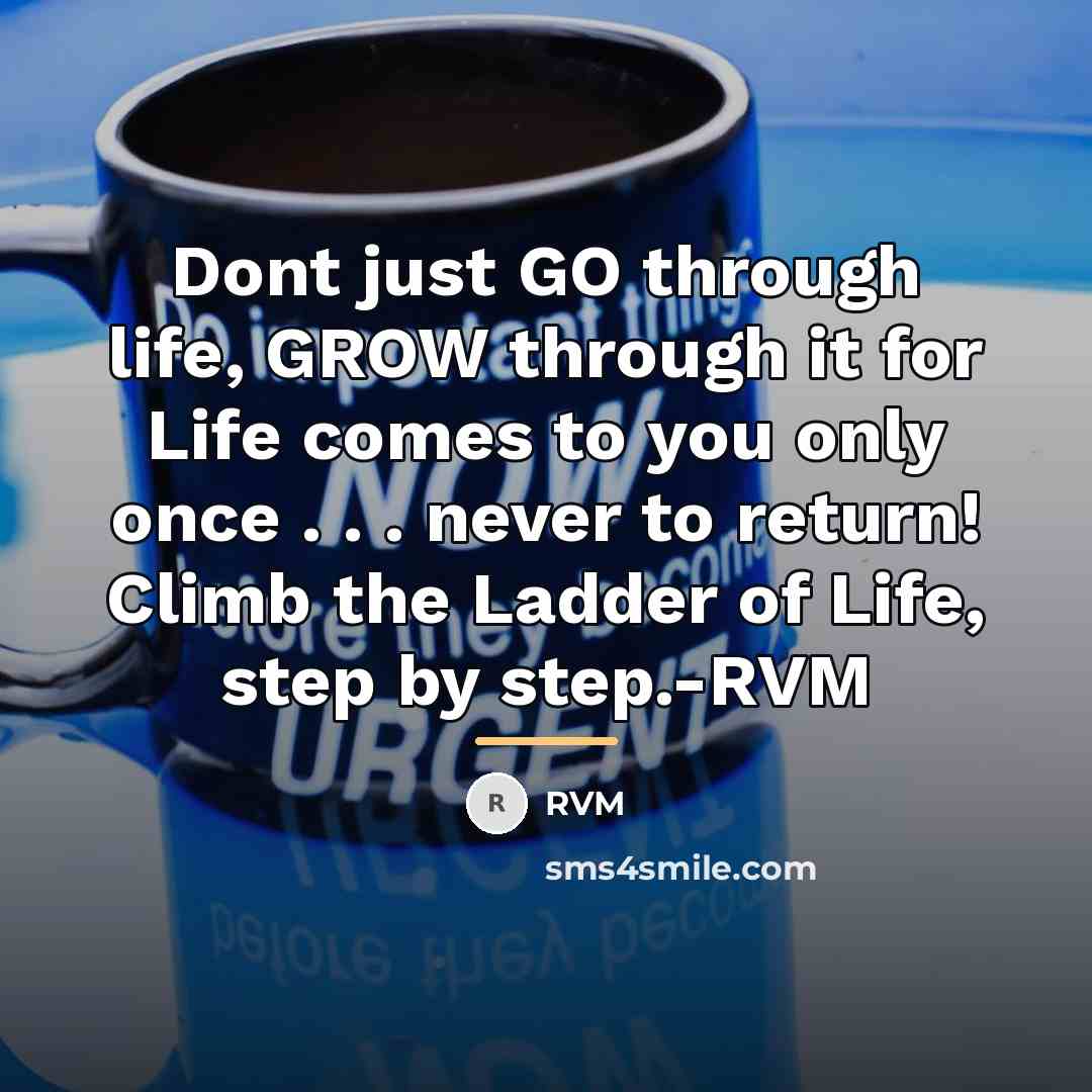 “Dont just GO through life, GROW through it for Life…” quote by RVM