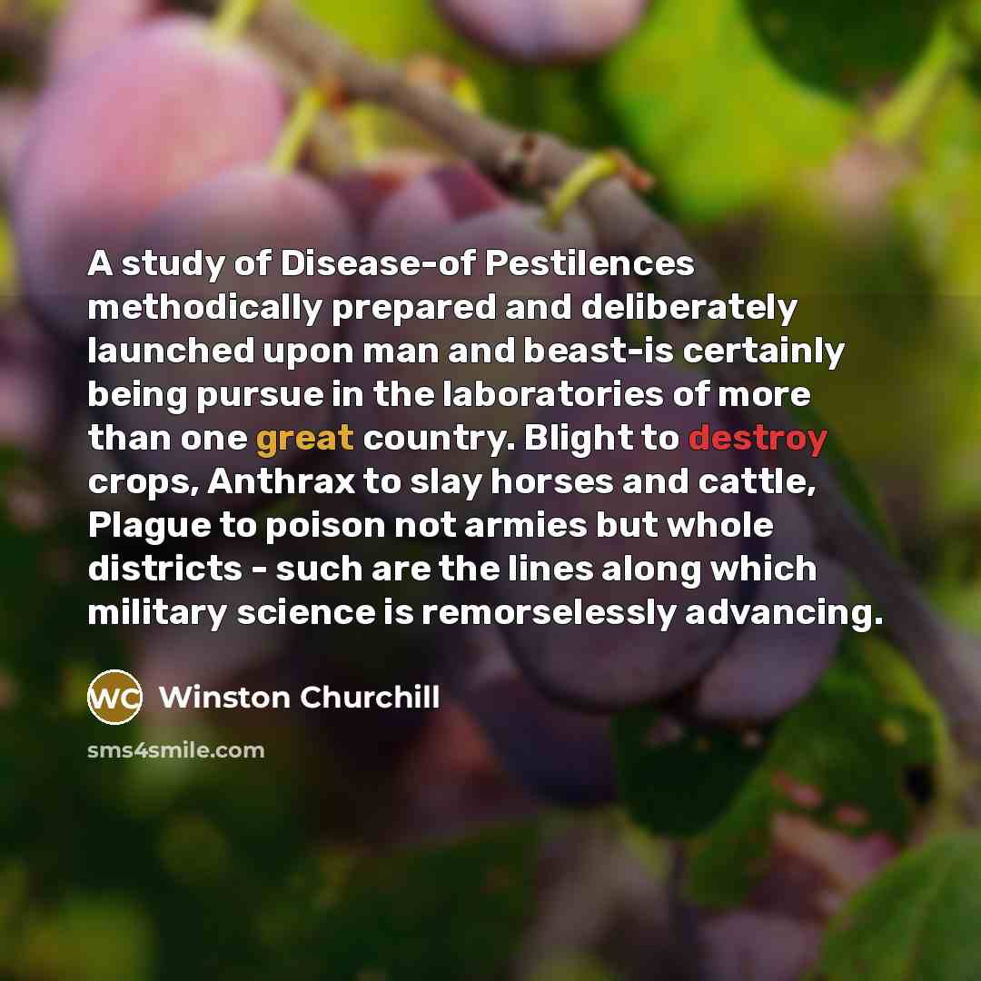 “A study of Disease-of Pestilences methodically prepared and deliberately launched…” quote by Winston Churchill