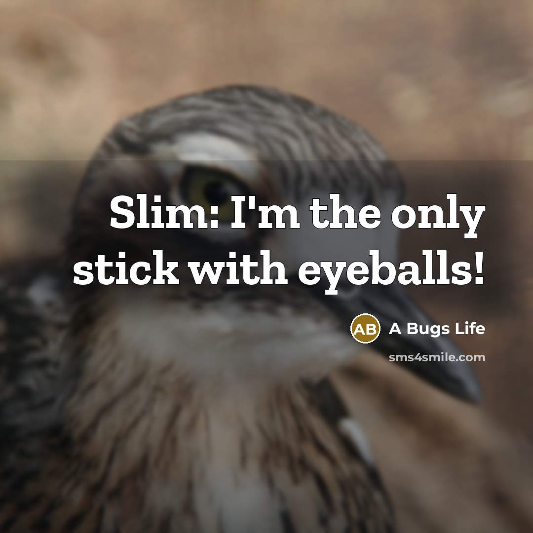 “Slim: I'm the only stick with eyeballs!…” quote by A Bugs Life