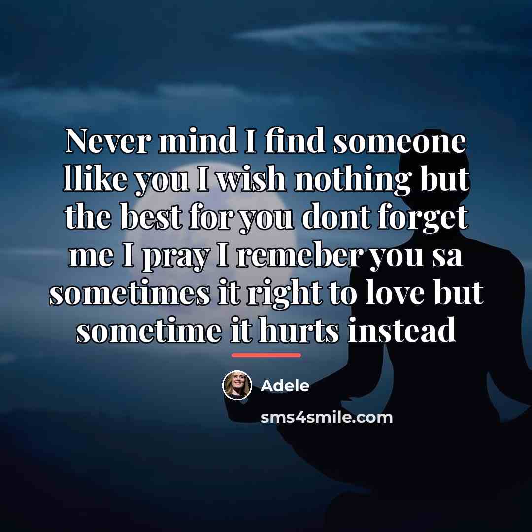 “Never mind I find someone llike you I wish nothing…” quote by Adele