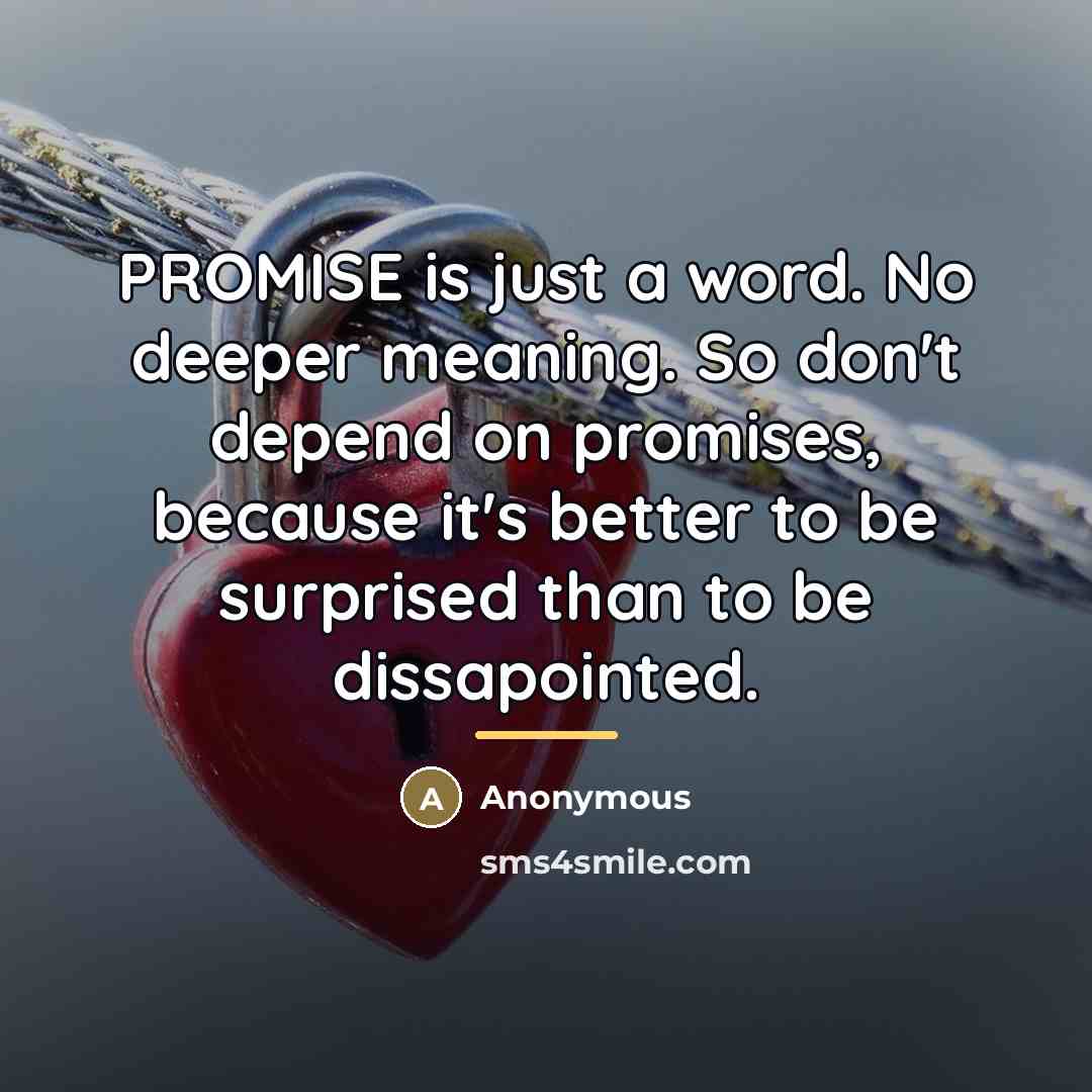“PROMISE is just a word. No deeper meaning. So don't…” quote by Anonymous