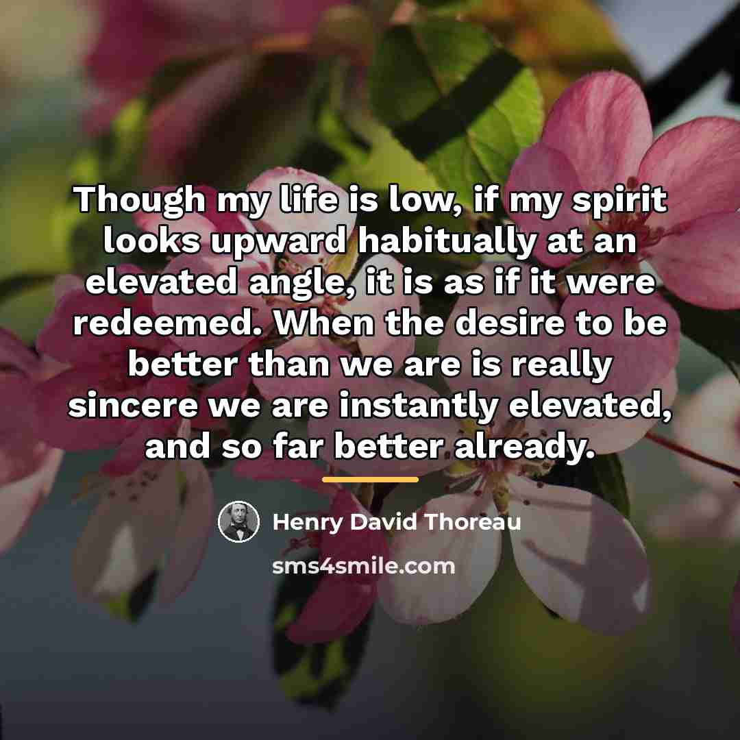 “Though my life is low, if my spirit looks upward…” quote by Henry David Thoreau