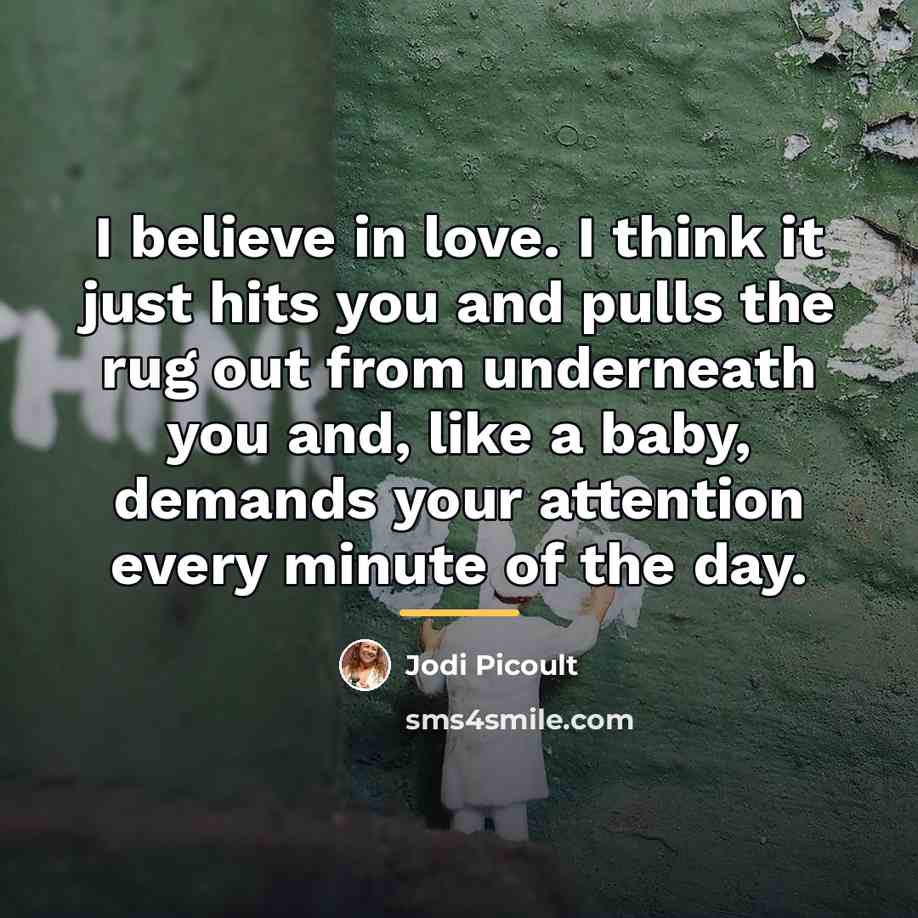 “I believe in love. I think it just hits you…” quote by Jodi Picoult