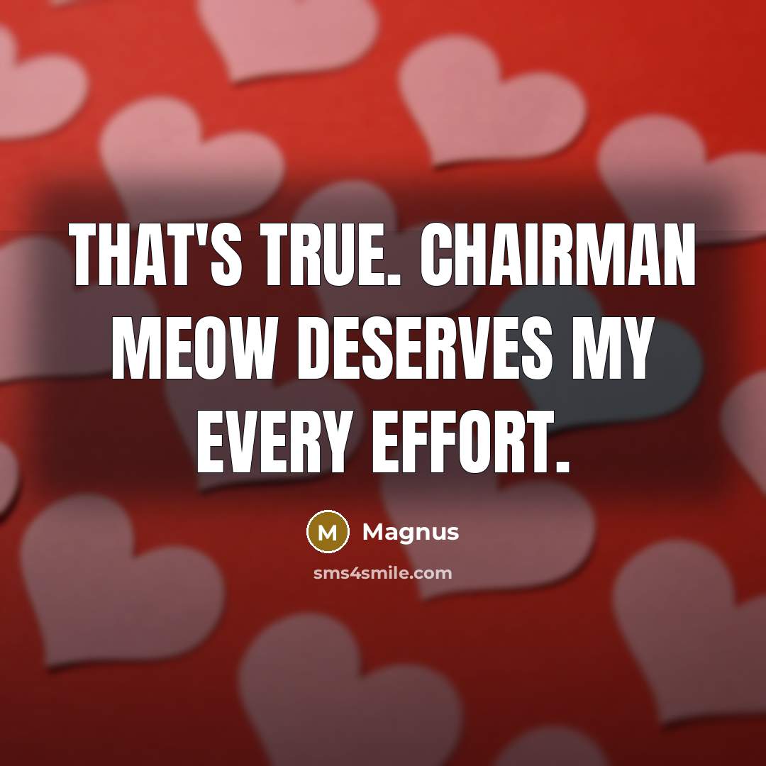 “That's true. Chairman Meow deserves my every effort.…” quote by Magnus
