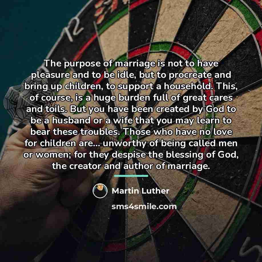 “The purpose of marriage is not to have pleasure and…” quote by Martin Luther
