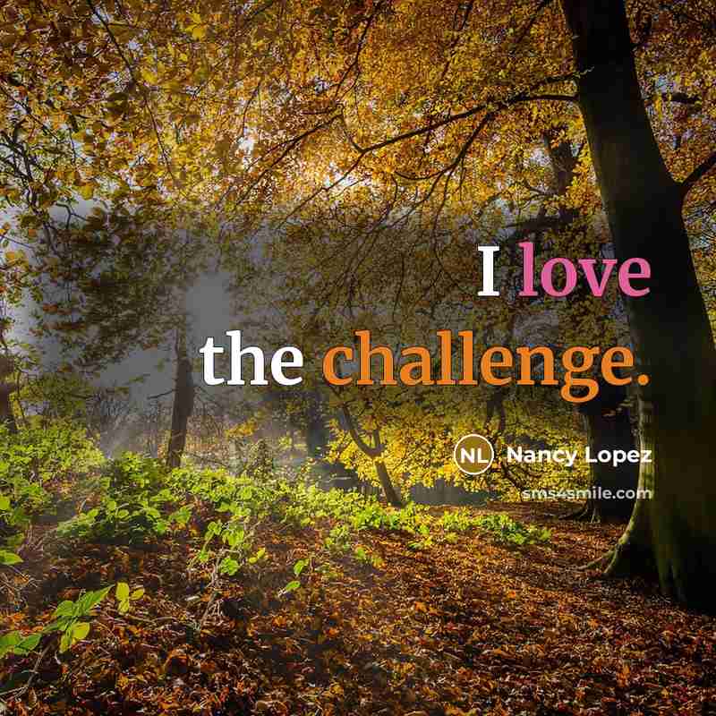 “I love the challenge.” quote by Nancy Lopez