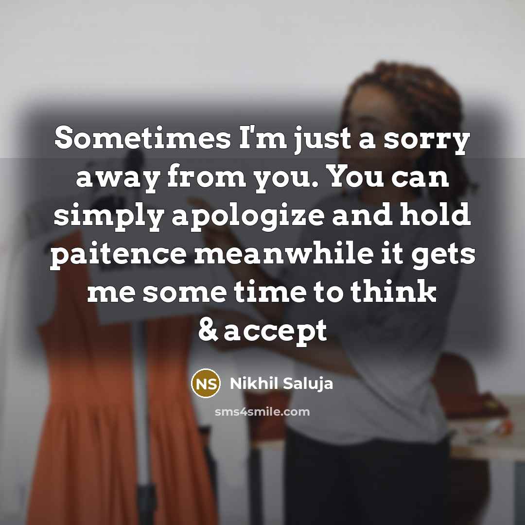 “Sometimes I'm just a sorry away from you. You can…” quote by Nikhil Saluja